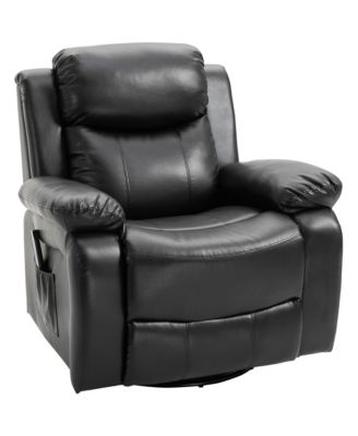 HOMCOM PU Leather Massage Recliner Chair, Swivel Rocker Sofa with ...