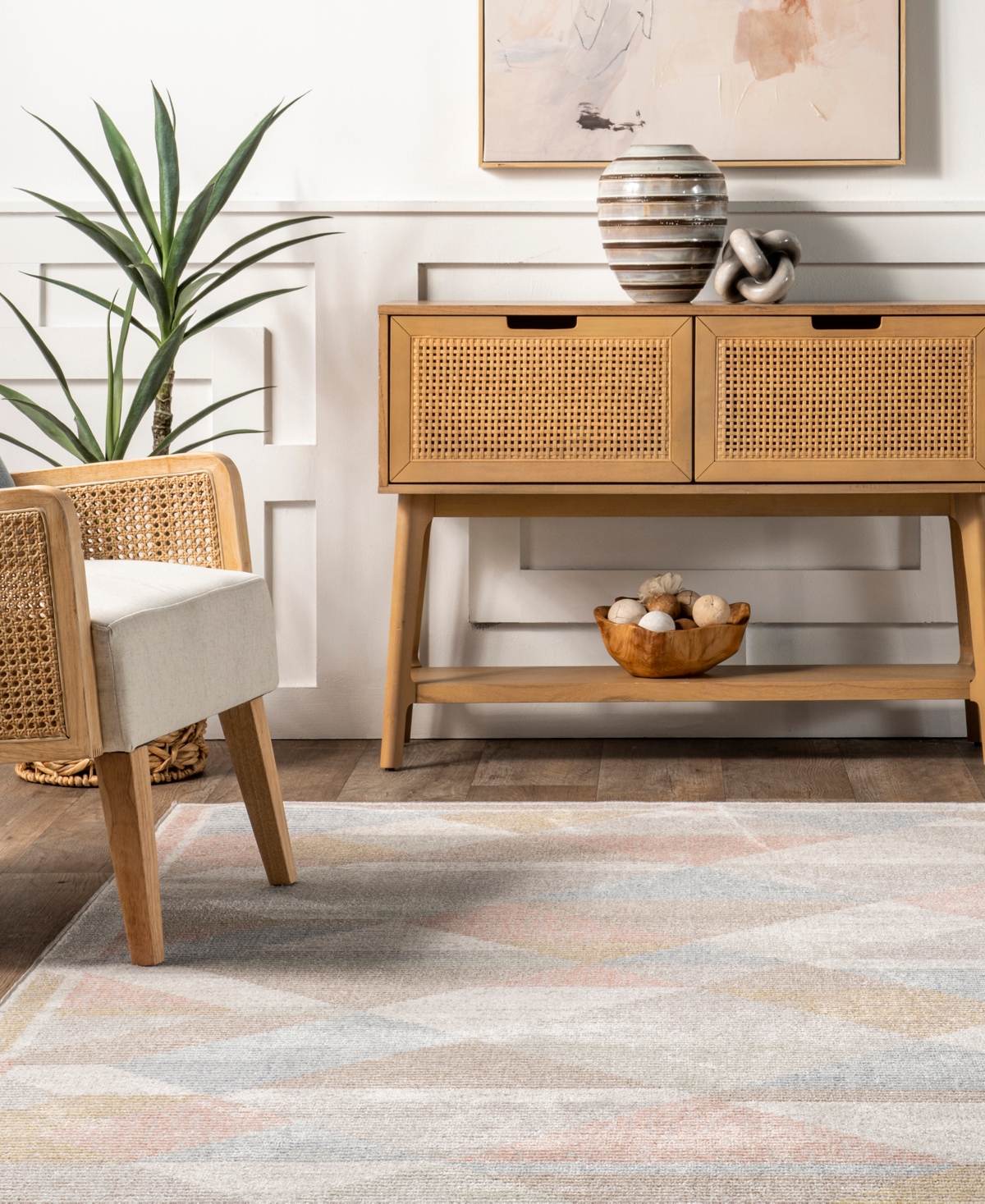 nuLoom Motion Ophelia Vintage-Like Geometric Washable Area Rug