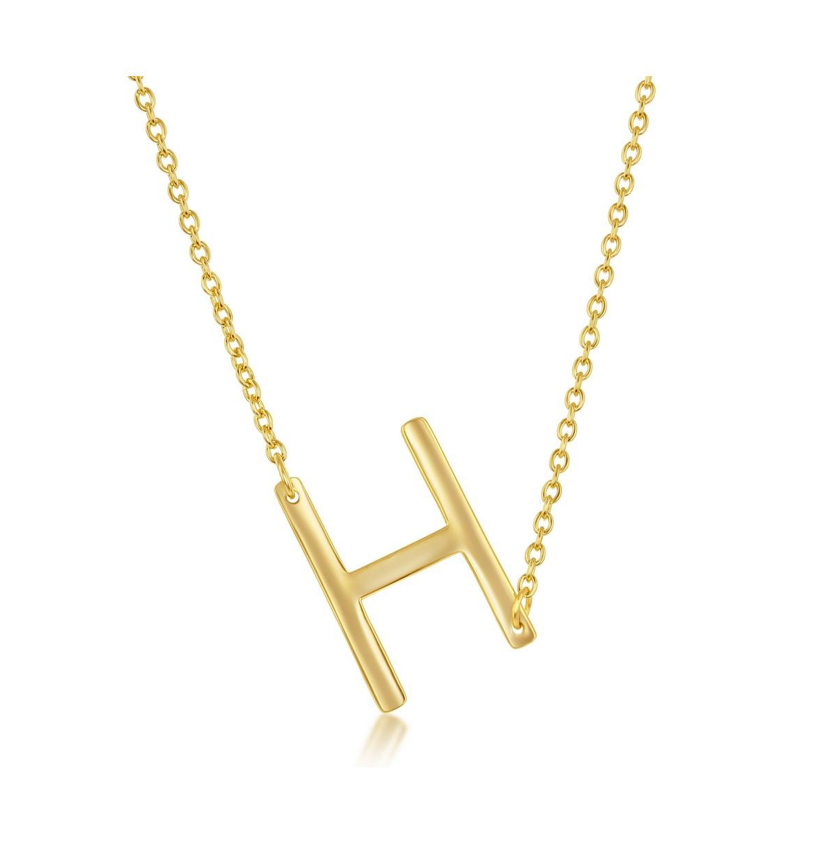 Sterling Silver 14k Gold Plated Sideways Initial Necklace - Gold h