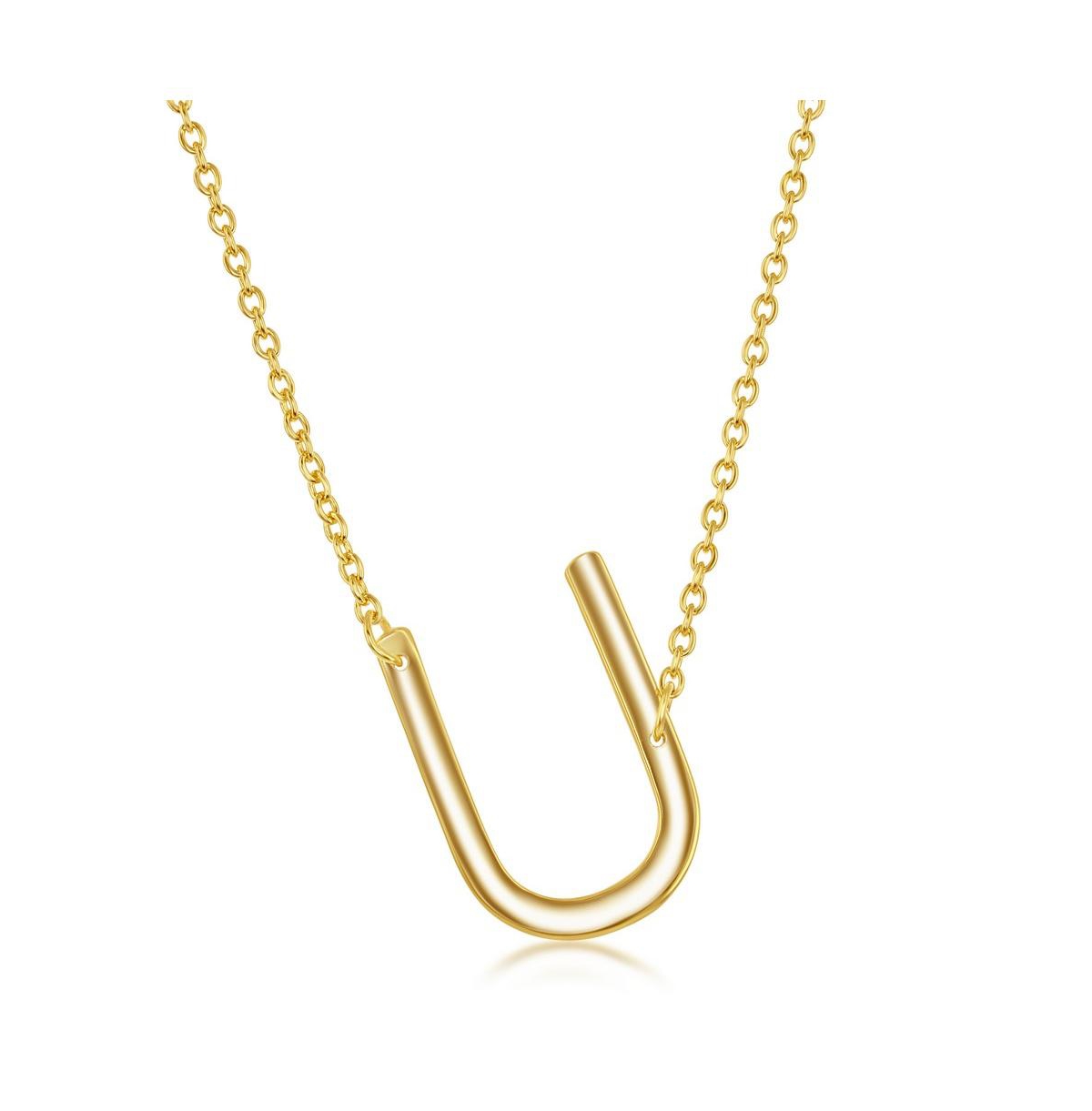 Sterling Silver 14k Gold Plated Sideways Initial Necklace - Gold u