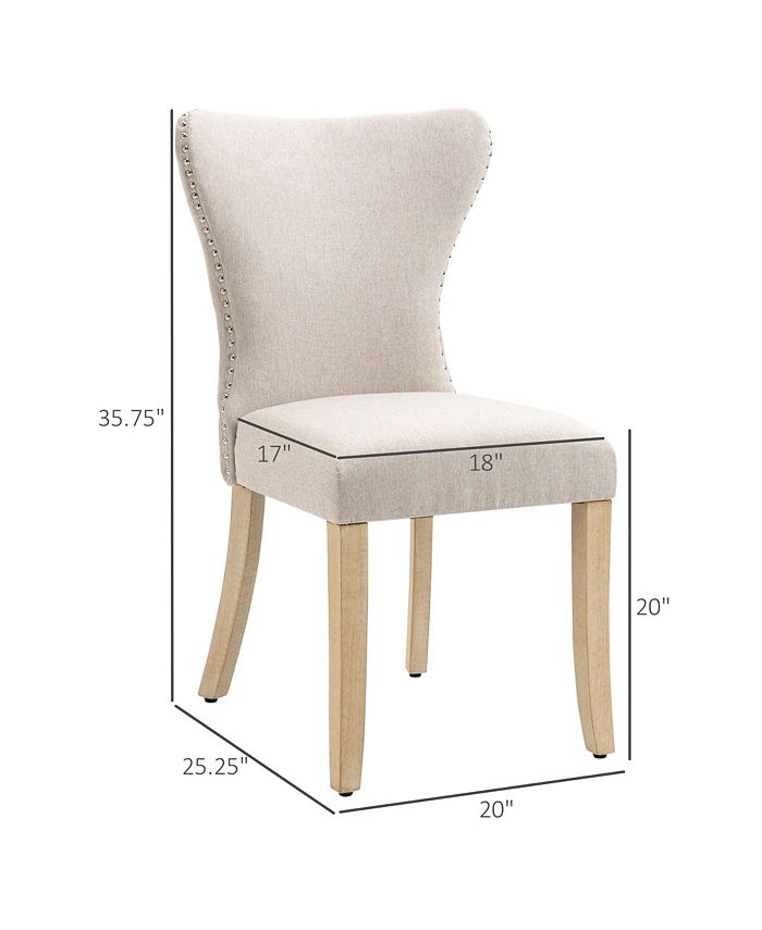 Armless Dining Chairs Set of 2, Modern Accent Chair with Wing