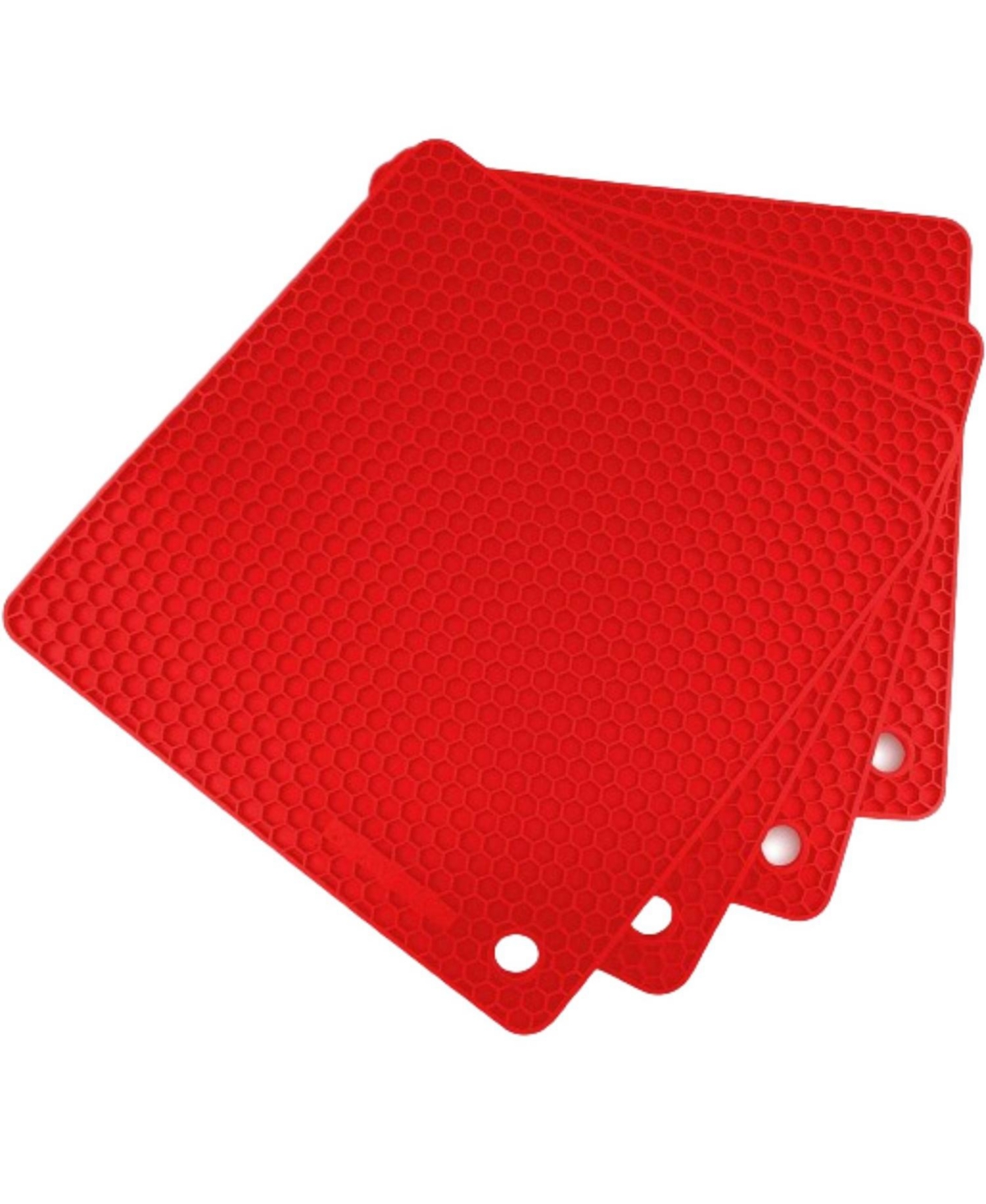 4 Pack Non-Slip Silicone Trivet Mat Set - Red