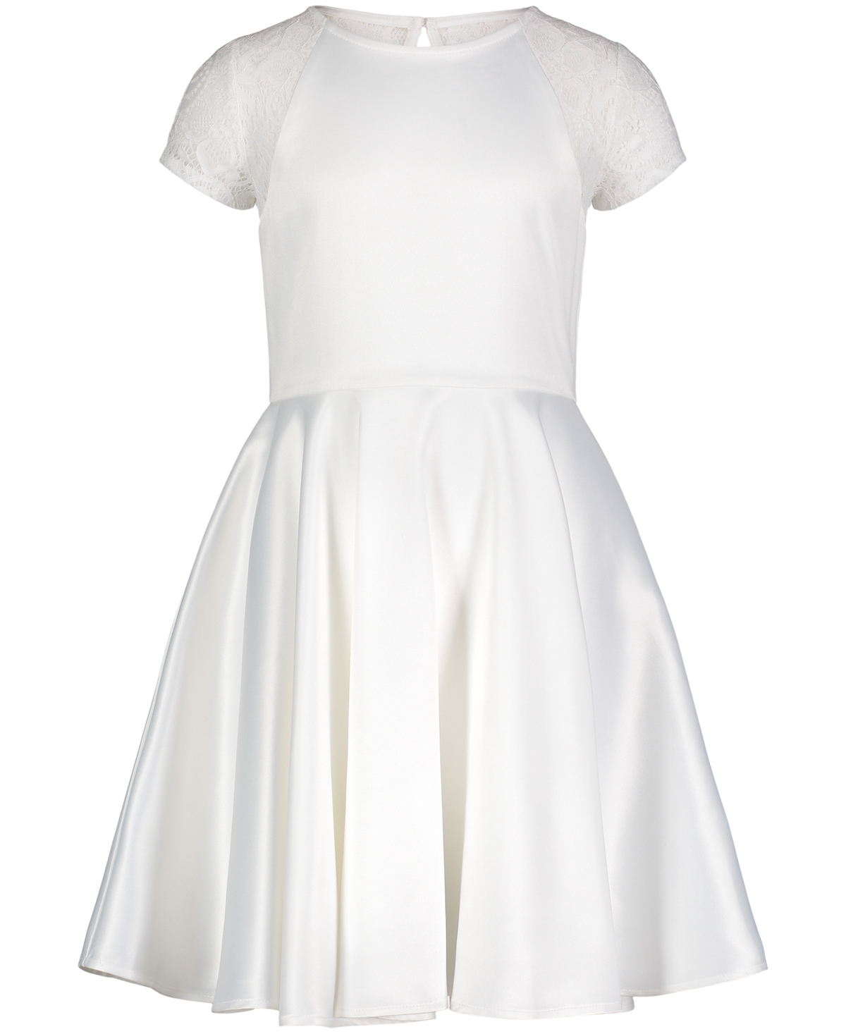 Calvin Klein Big Girls Plus Size Illusion Mesh Bow Front Dress In White