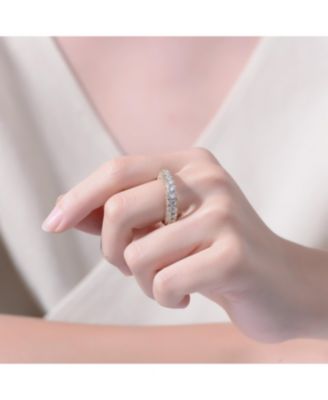 RA Sterling Silver 14K Gold Plated Clear Cubic Zirconia Band Ring