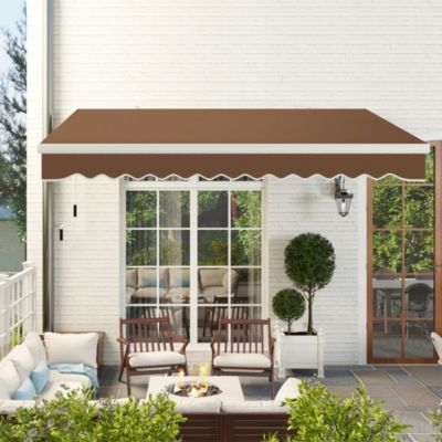 13' x 8' Manual Retractable Awning Sunshade Shelter,