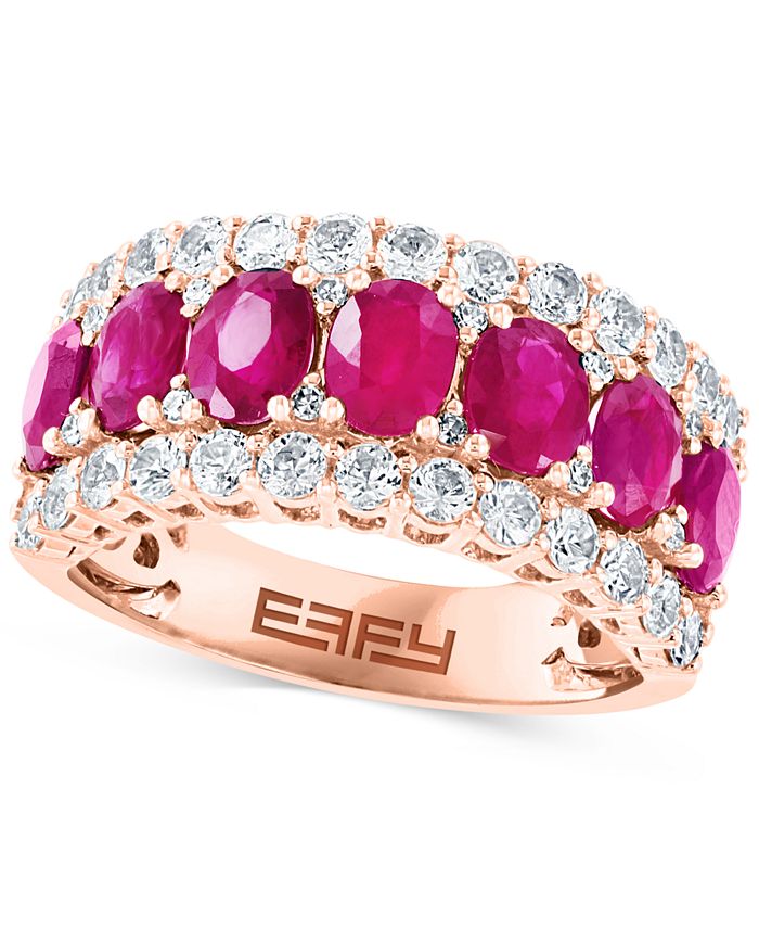 EFFY Collection EFFY® Ruby (3 ct. t.w.) & White Sapphire (1 ct. t.w ...