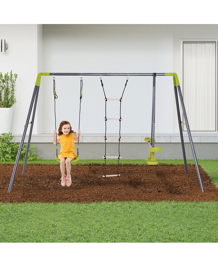 3 in 1 Kid Swing Set, Double Face to Face Swing Seat & Glider