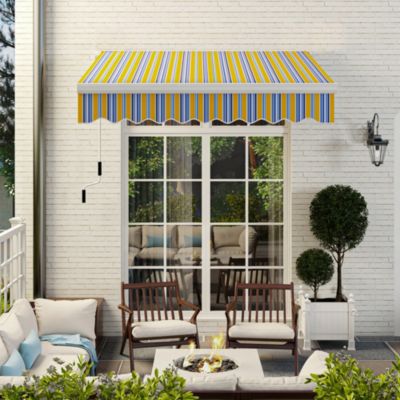 8' x 6.6' Patio Retractable Awning, Manual Sun Shade, Mixed
