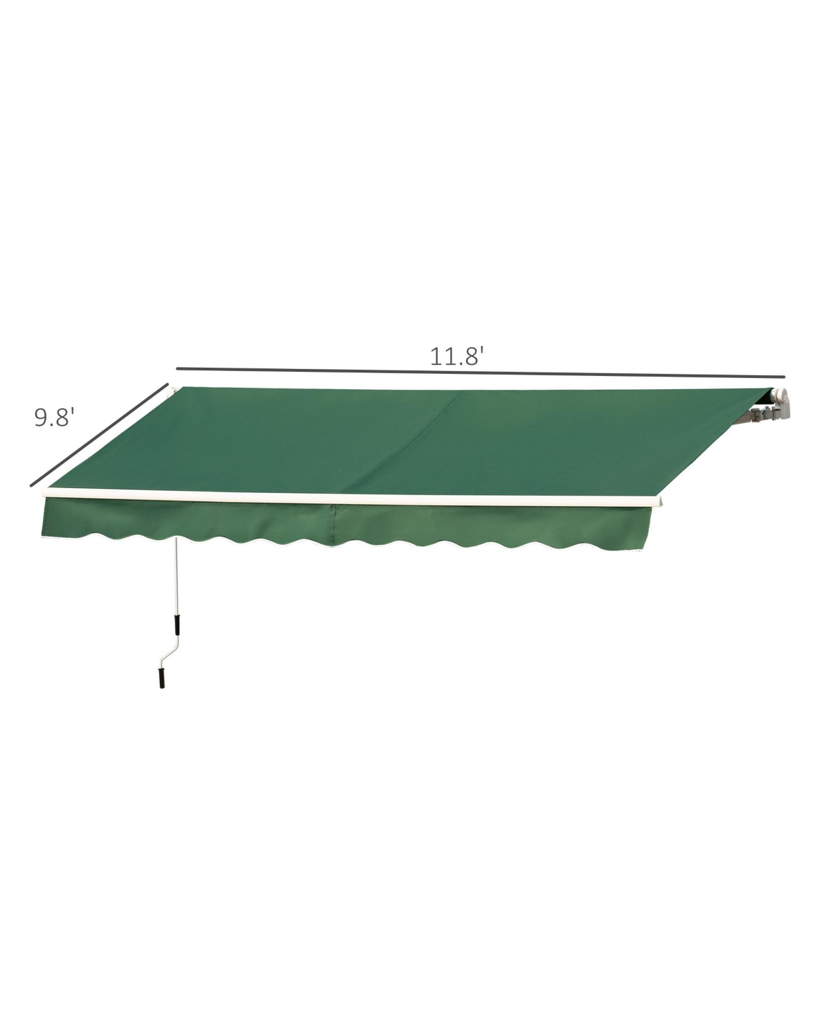 12' x 10' Retractable Awning Patio Awnings Sun Shade Shelter with Manual Crank Handle, 280g/m&#xB2; Uv & Water-Resistant Fabric and Aluminum