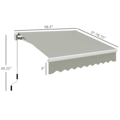 8' x 7' Patio Retractable Awning, Manual Exterior Sun Shade,