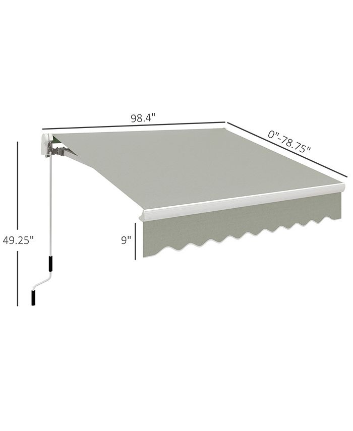 Outsunny 8' x 7' Patio Retractable Awning/Manual Exterior Sun Shade Deck Window Cover, Grey Macy's