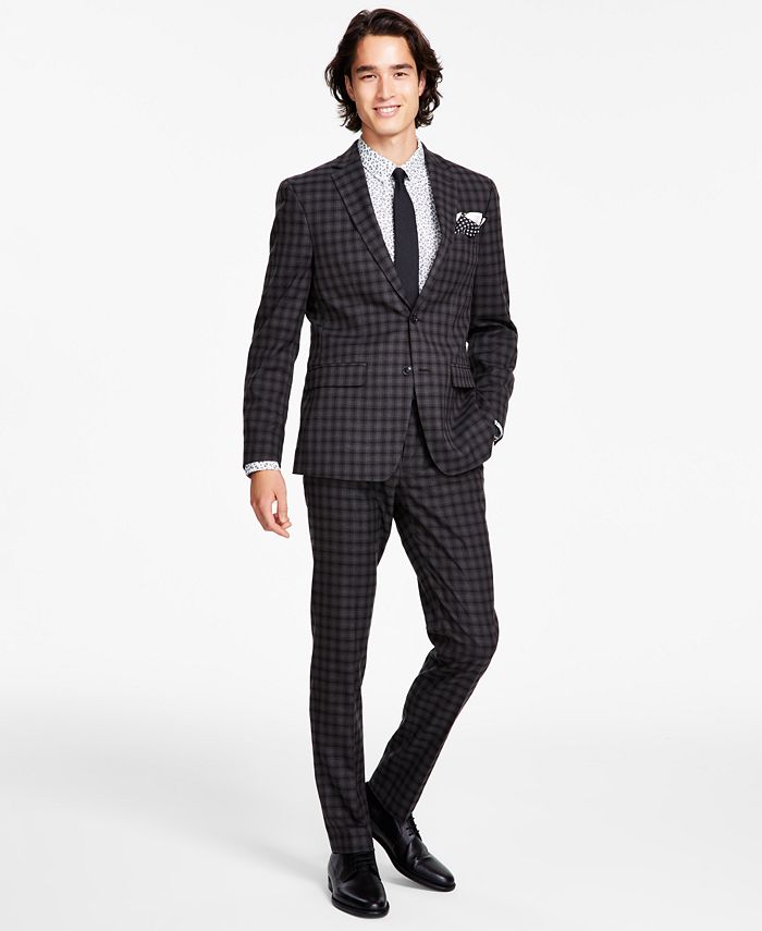 Bar III Men's Slim-Fit Check Suit Jacket & Pants, Created for Macy's ...