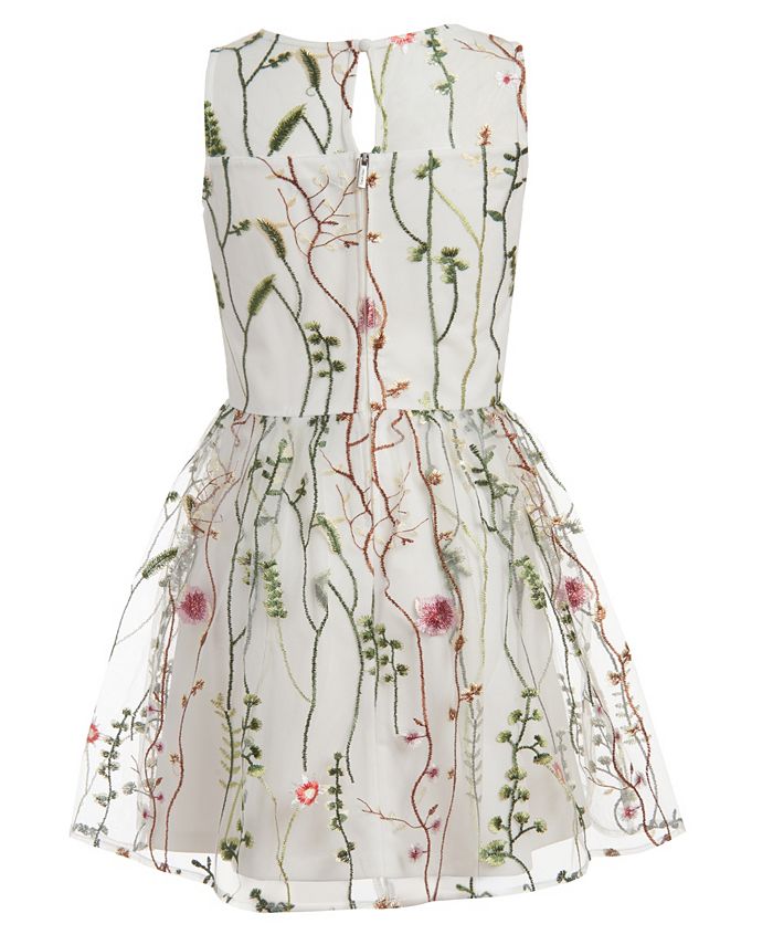 Calvin Klein Little Girls Embroidered Garden Sleeveless Dress - Macy's