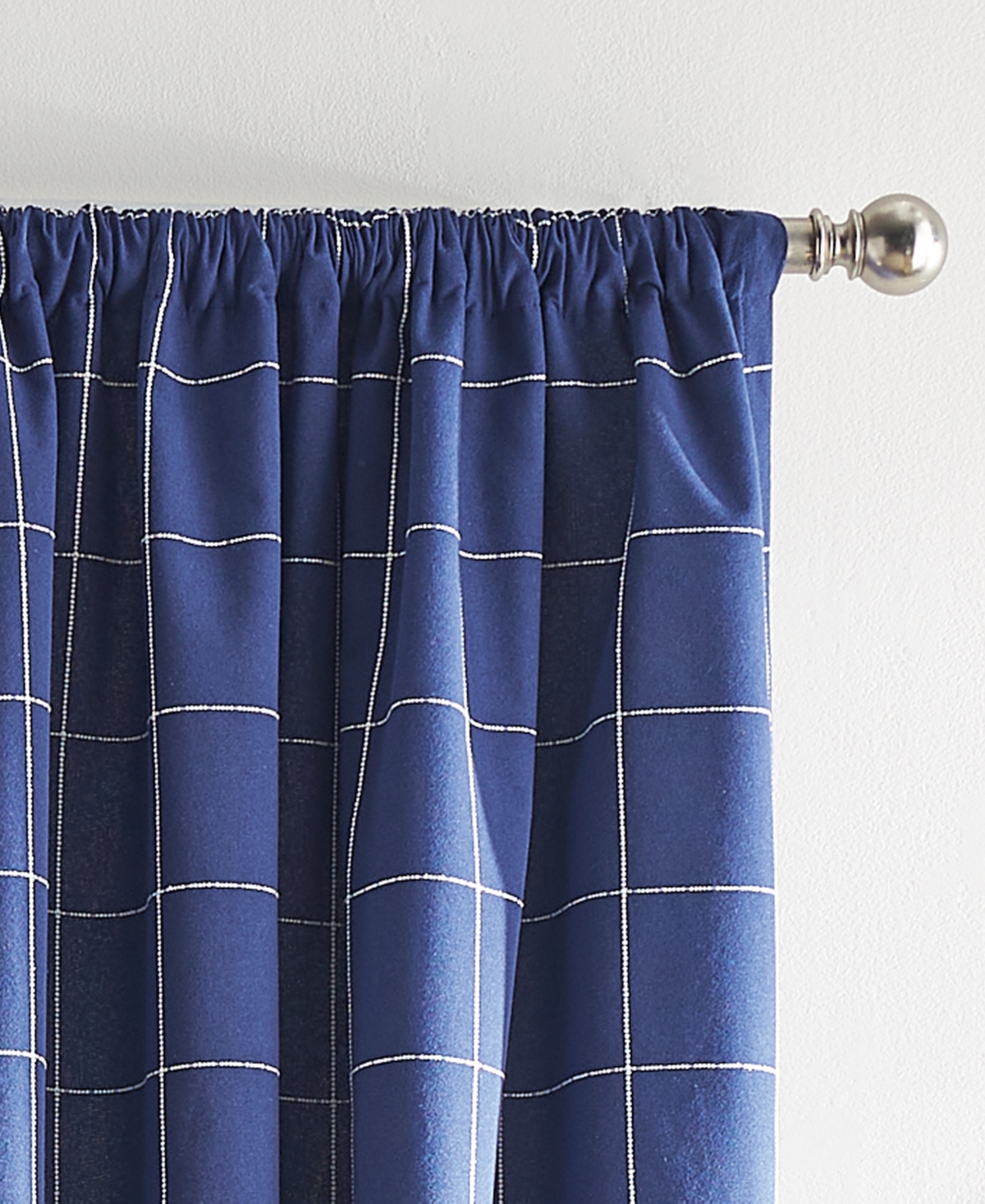 Tommy Hilfiger Big Check Pole Top Blackout 2-piece Curtain Panel, 50" X 84" In Deep Blue