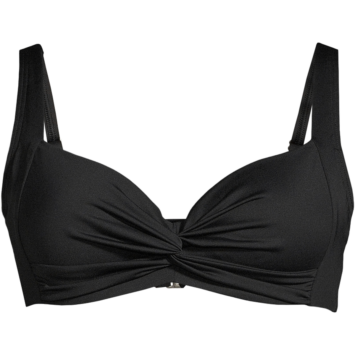 Plus Size Dd-Cup Chlorine Resistant Twist Underwire Bikini Swimsuit Top - Black