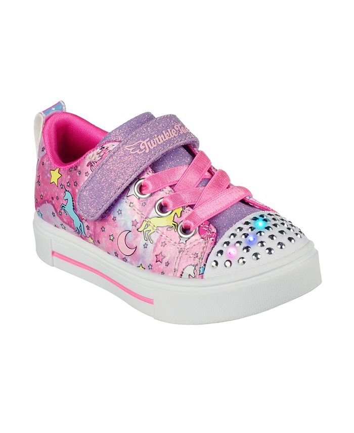 Skechers Toddler Girls Twinkle Toes- Twinkle Sparks Unicorn Dreaming Light -Up Stay-Put Casual Sneakers from Line - Macy's
