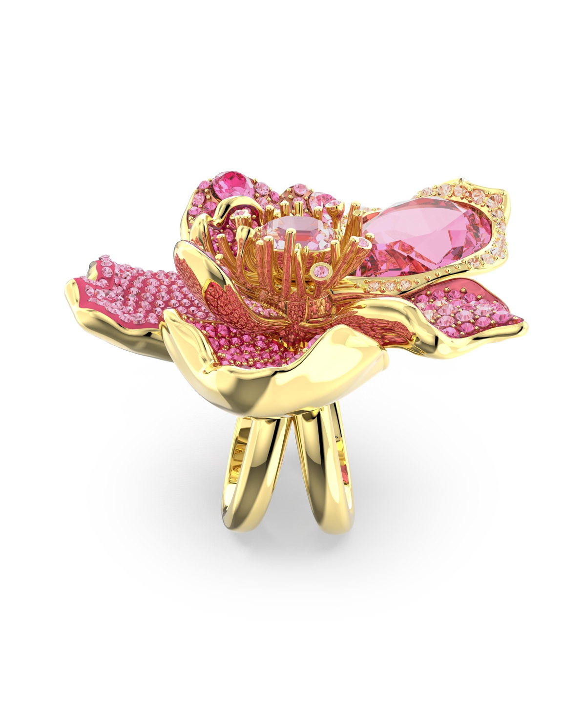 Swarovski Crystal Flower Pink Florere Cocktail Ring