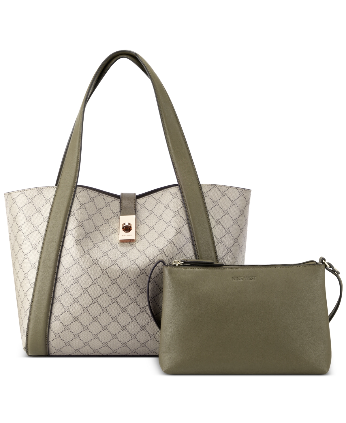 Women's Morely 2 in 1 Tote - Beige Logo, Military