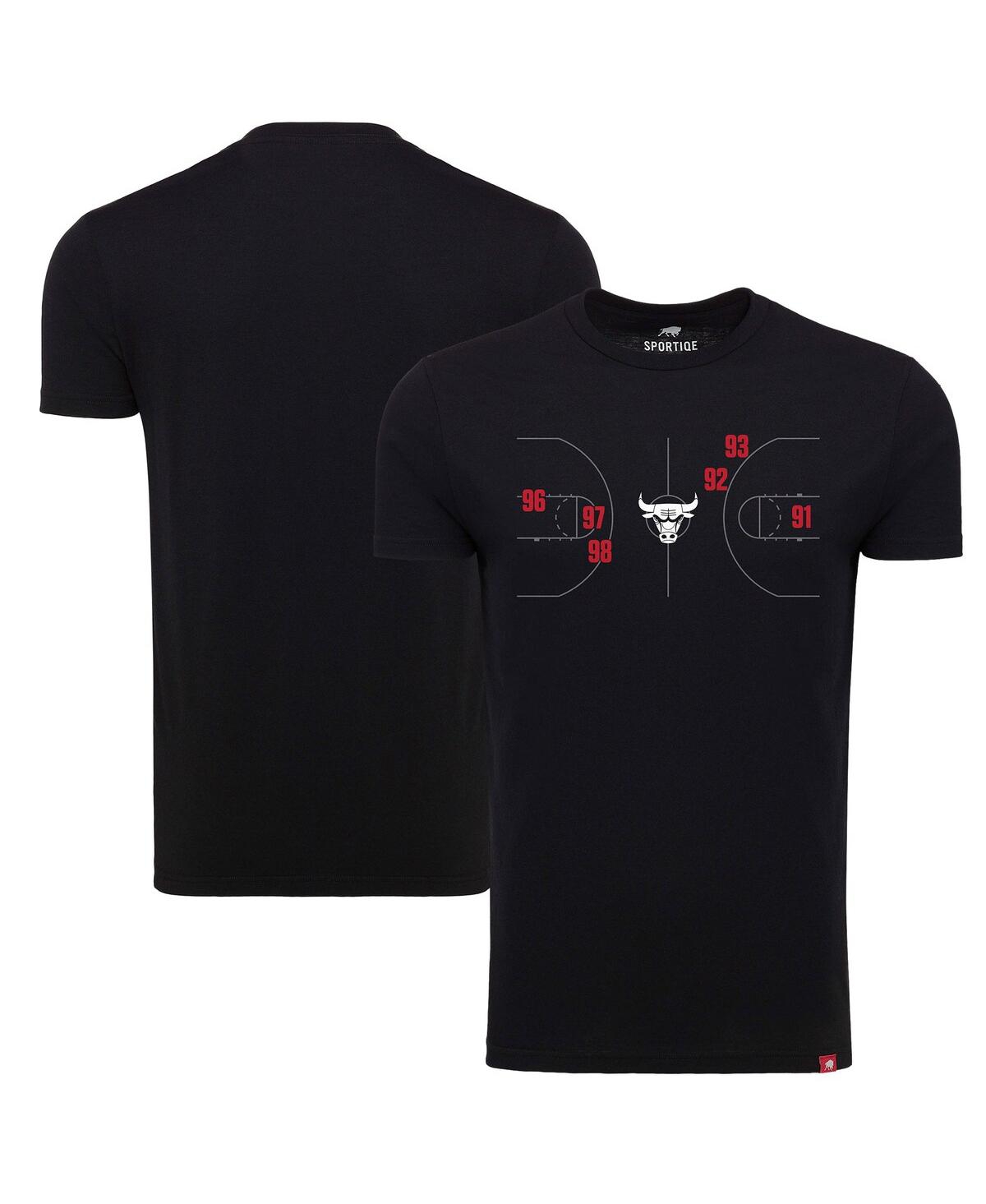 Sportiqe Men's And Women's  Black Chicago Bulls 1966 Collection Comfy Tri-blend T-shirt