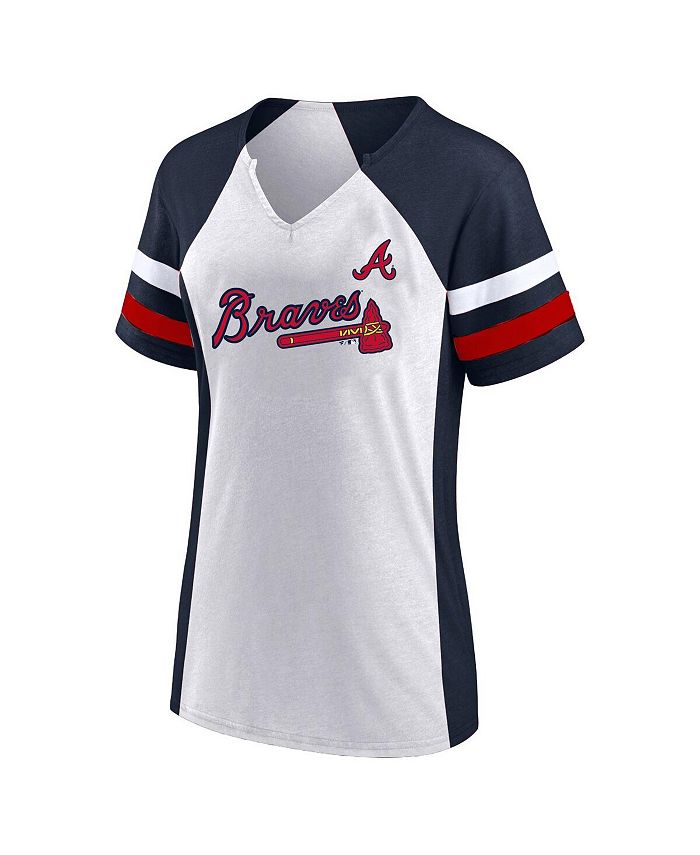 Profile Women's White, Navy Atlanta Braves Plus Size Notch Neck T-shirt -  Macy's