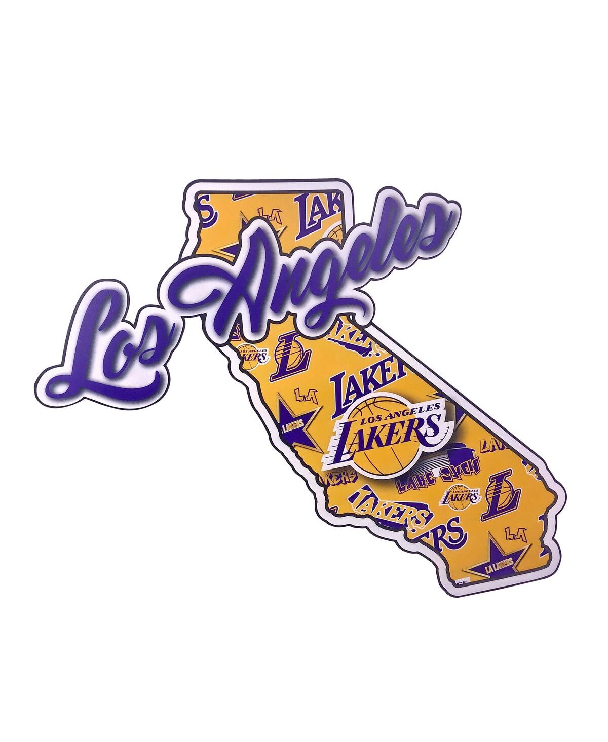 Foco Los Angeles Lakers 10.5'' X 15'' Die-cut State Sign In Orange,purple