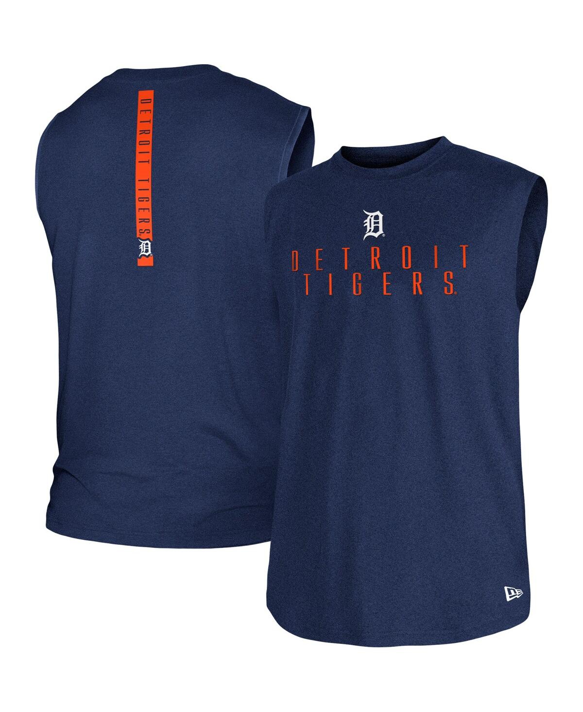 Shop New Era Men's  Navy Detroit Tigers Team Muscle Tank Top