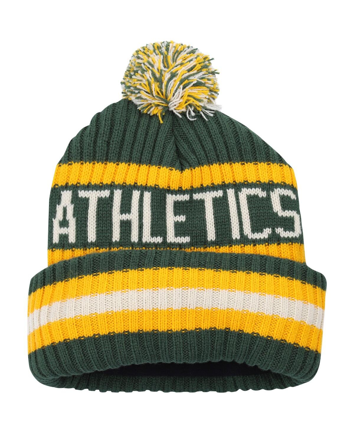 47 Brand Men's ' Green Oakland Athletics Bering Cuffed Knit Hat With Pom In Green