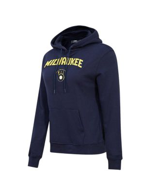 Women's Navy Milwaukee Brewers Classic Fleece Pullover Hoodie