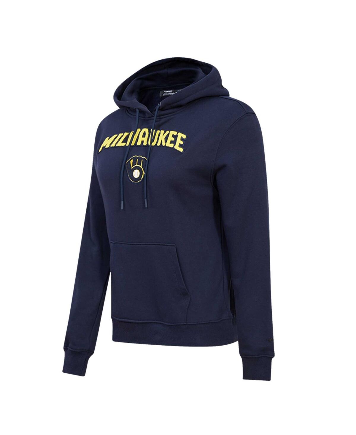 Shop Pro Standard Women's  Navy Milwaukee Brewers Classic Fleece Pullover Hoodie