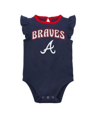 Newborn and Infant Boys and Girls Navy, Heather Gray Atlanta Braves Little Fan Two-Pack Bodysuit Set