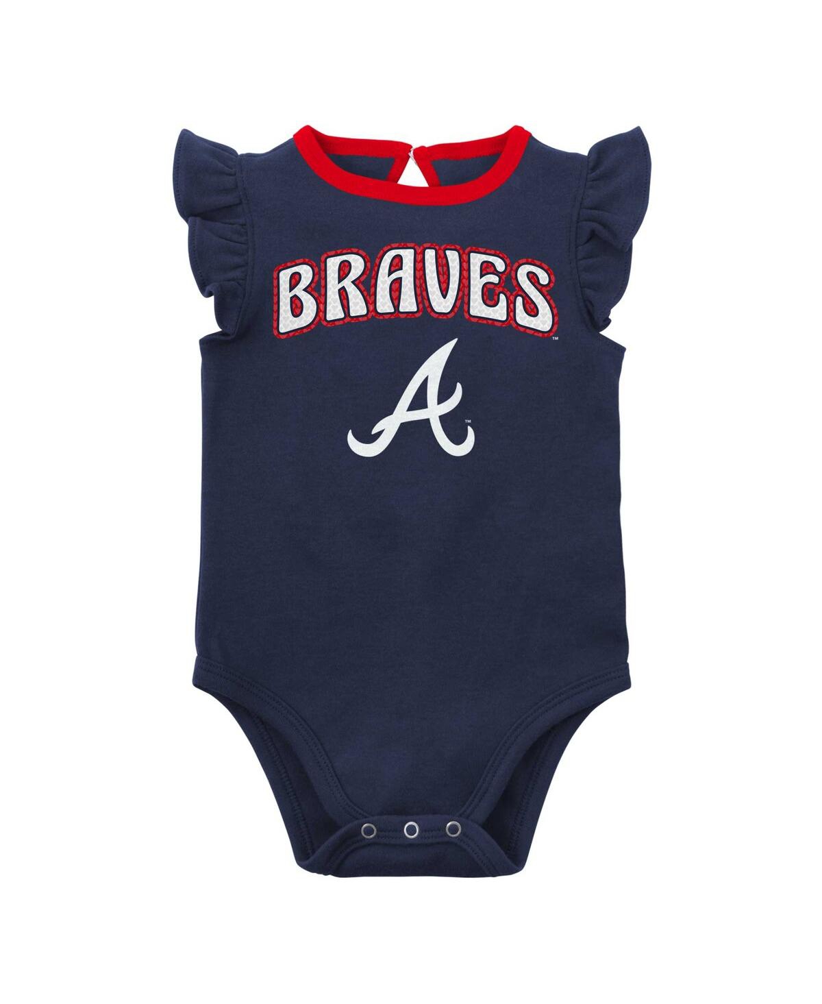 Newborn and Infant Boys and Girls Heather Gray Atlanta Braves Little Fan Two-Pack Bodysuit Set - Heather Gray