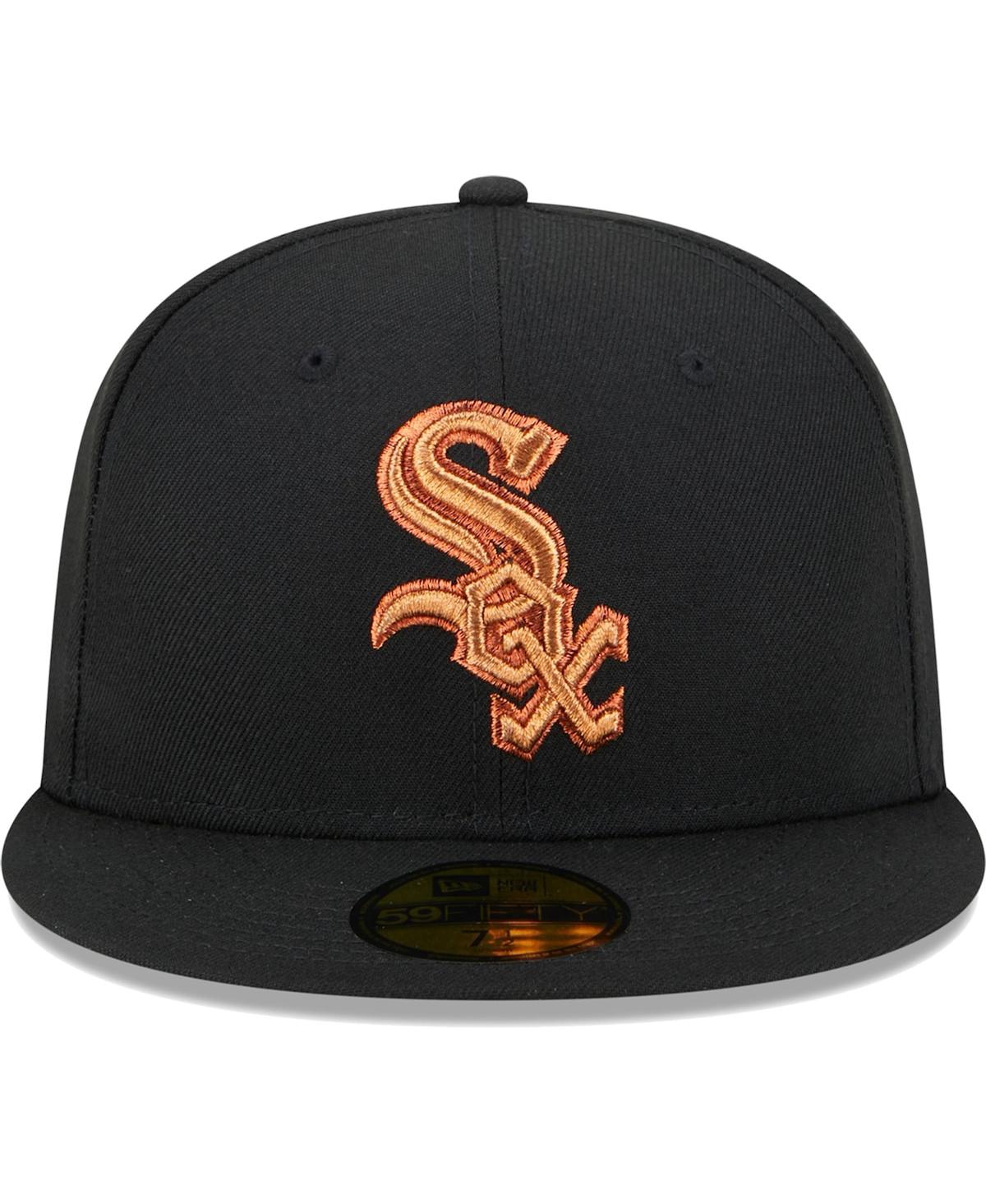 Shop New Era Men's  Black Chicago White Sox Metallic Pop 59fifty Fitted Hat