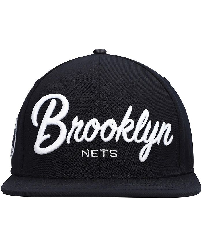 Pro Standard Men's Black Brooklyn Nets Drop Shadow Script Snapback Hat