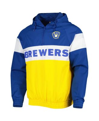 Men's Gold Milwaukee Brewers Raglan Quarter-Zip Hoodie