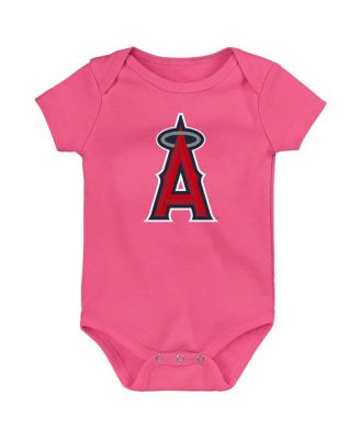 Infant Boys and Girls Red and Navy and Pink Los Angeles Angels Baseball Baby 3-Pack Bodysuit Set