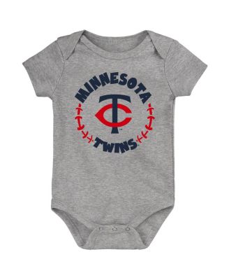 Infant Boys and Girls Navy and White and Heather Gray Minnesota Twins Biggest Little Fan 3-Pack Bodysuit Set