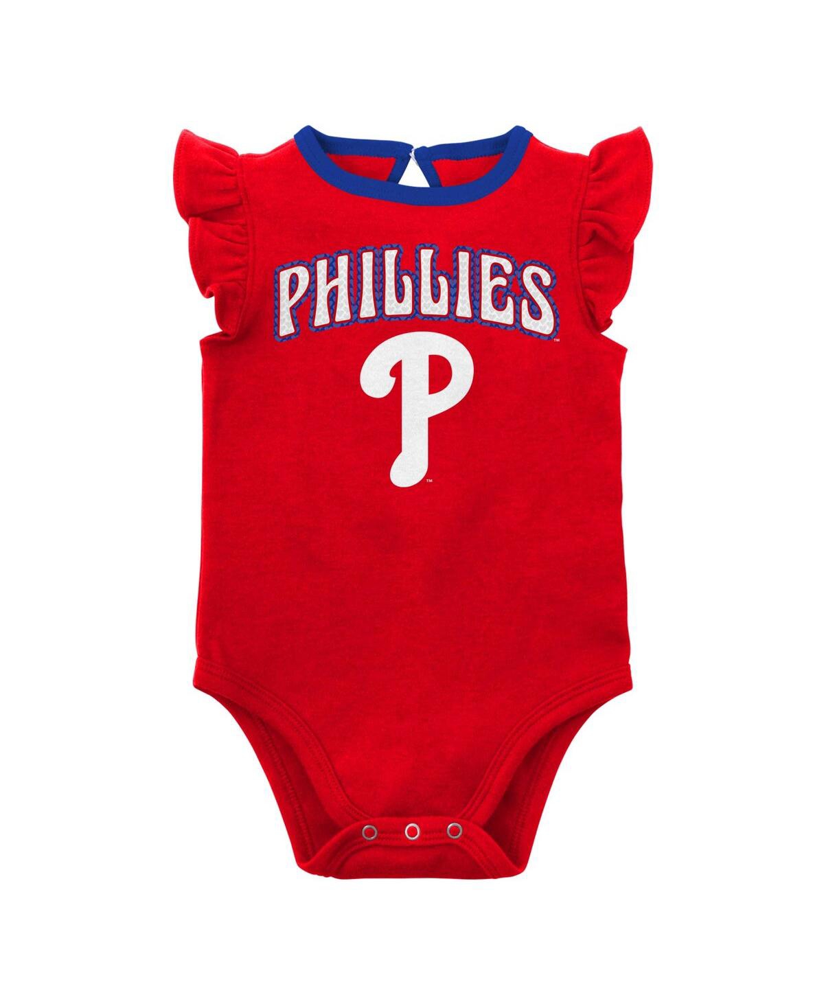 Shop Outerstuff Infant Boys And Girls Red And Heather Gray Philadelphia Phillies Little Fan Two-pack Bodysuit Set In Red,heather Gray