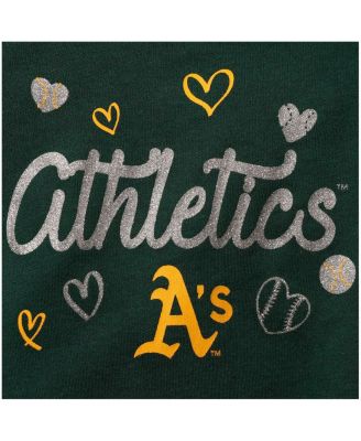 Girls Newborn and Infant Green Oakland Athletics 3-Piece Home Plate Bodysuit Bib and Booties Set