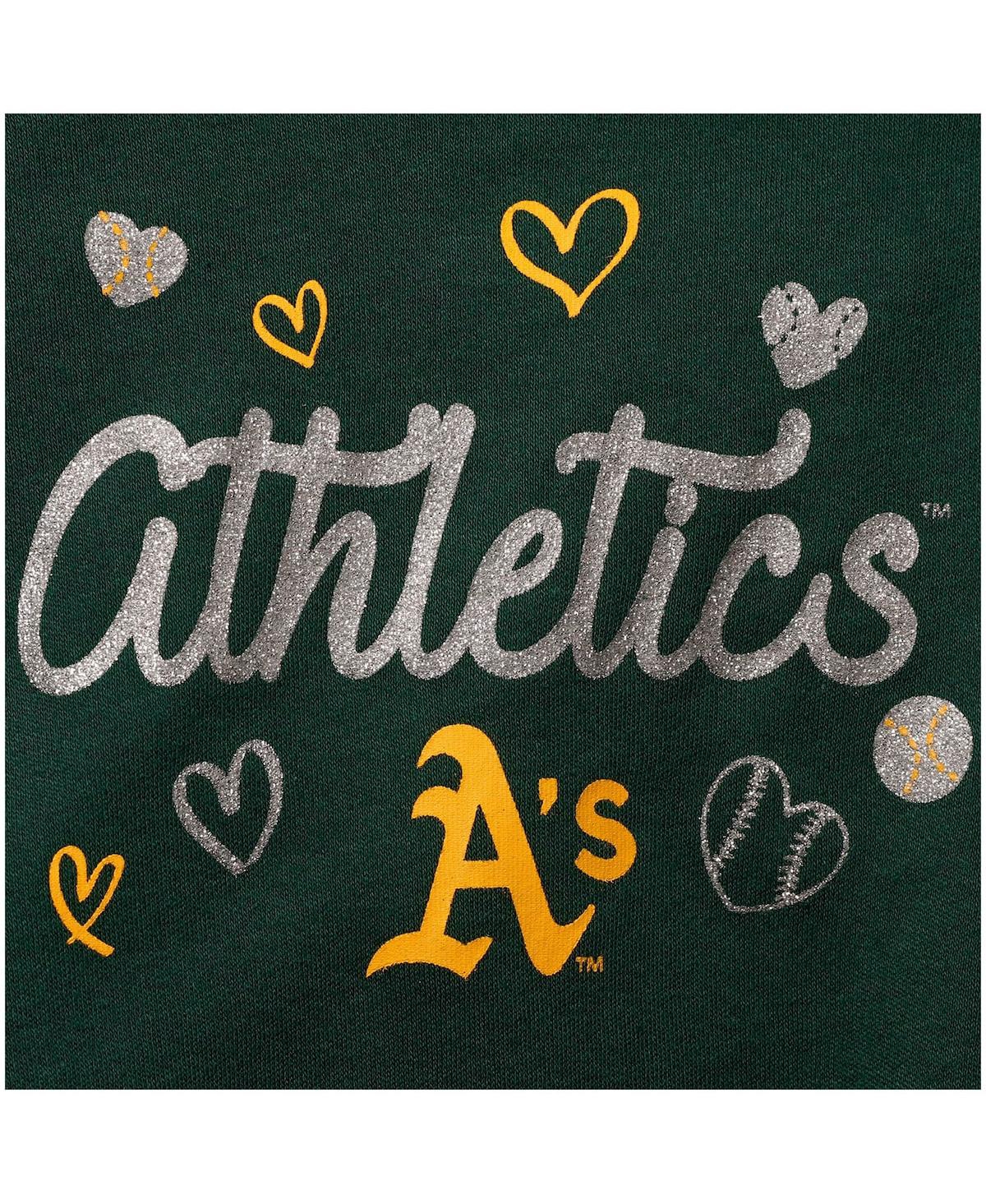 Shop Outerstuff Girls Newborn And Infant Green Oakland Athletics 3-piece Home Plate Bodysuit Bib And Booties Set