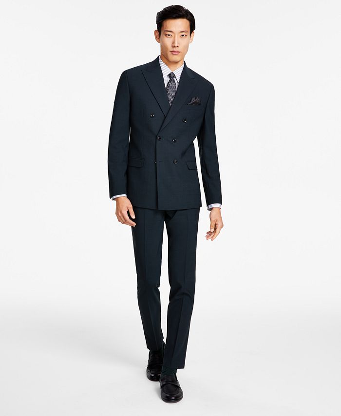 Bar III Men s Slim Fit Emerald Green Solid Double Breasted Suit