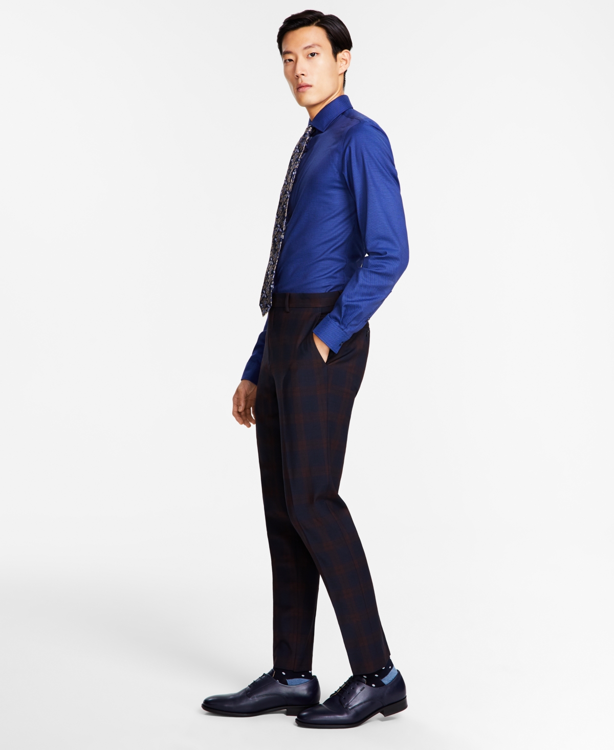 Bar Iii Men's Slim-fit Suit Pants, Created For Macy's In Burgundy,blue