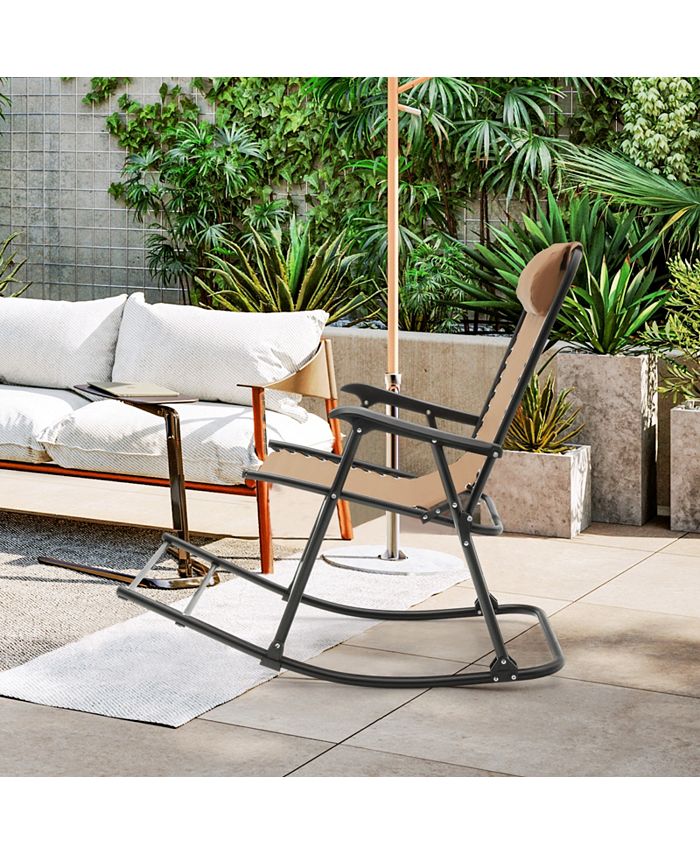 Costway Folding Zero Gravity Rocking Chair Rocker Porch Outdoor Patio Headrest Macy's