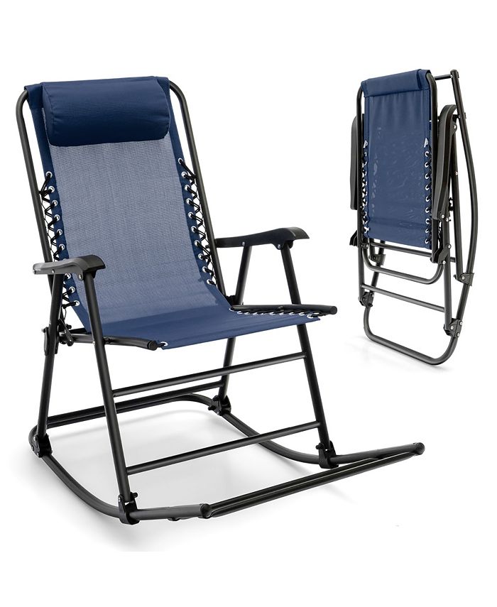Costway Folding Zero Gravity Rocking Chair Rocker Porch Outdoor Patio Headrest Macy's