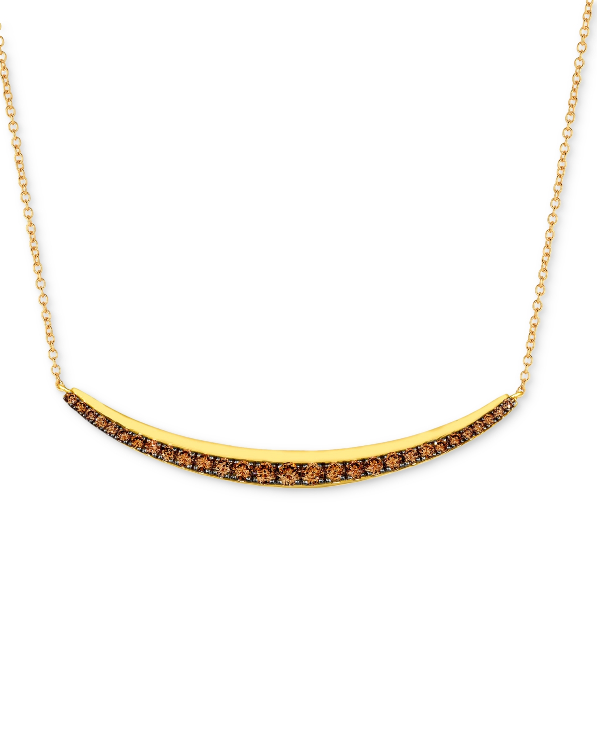 Le Vian Chocolate Diamond Curved Bar 17" Adjustable Collar Necklace (5/8 Ct. T.w.) In 14k Gold In K Honey Gold Adjnecklc