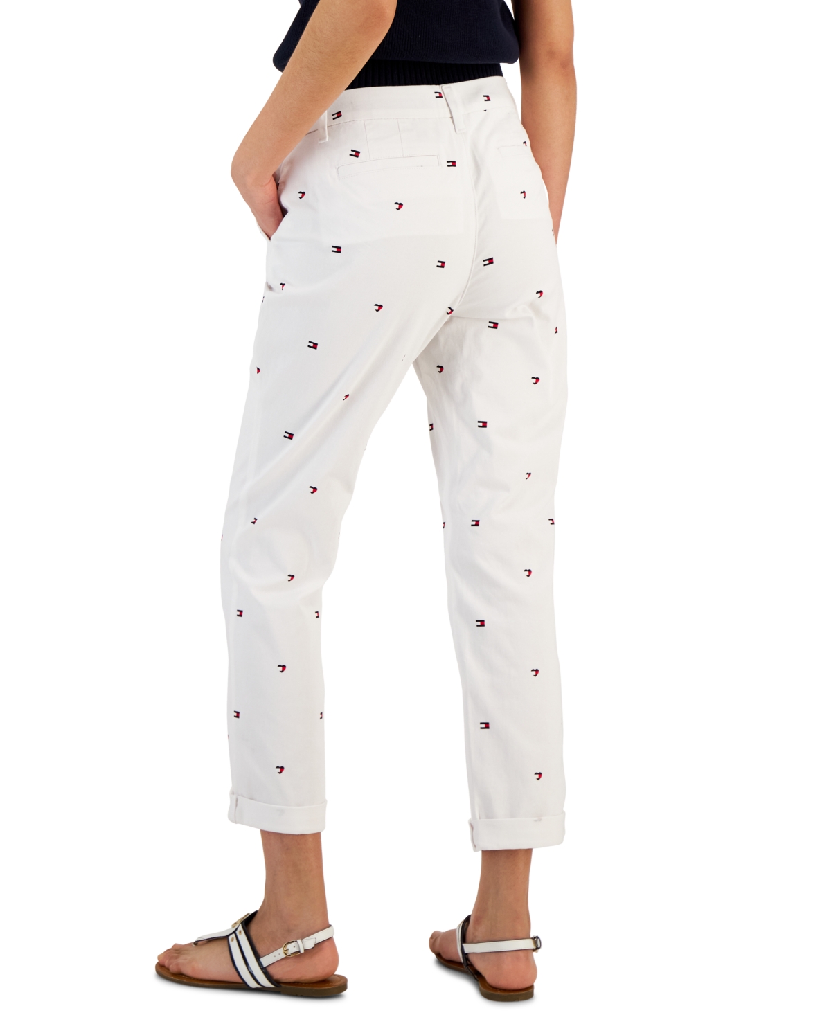 Tommy Hilfiger Women's Hampton Heart Flag Chino Pants - Hearts And Flags- Bright White Multi