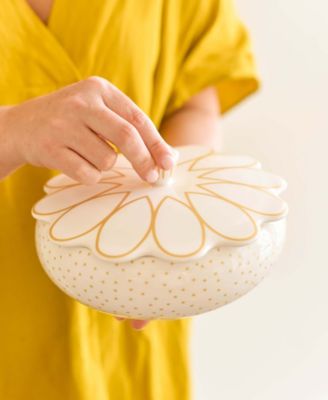 by Laura Johnson Deco Gold Scallop Covered Bowl