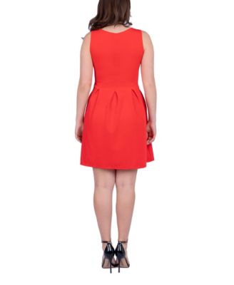 Women's Sleeveless Knee Pleated Pocket Dress