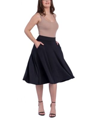Women's Elastic Waistband Pocket Midi Skirt