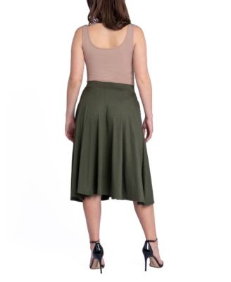 Women's Elastic Waistband Pocket Midi Skirt