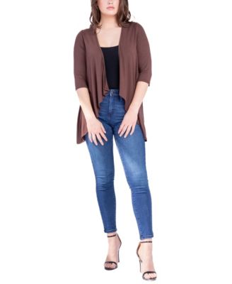 Women's Open Front Elbow Length Sleeve Cardigan Sweater